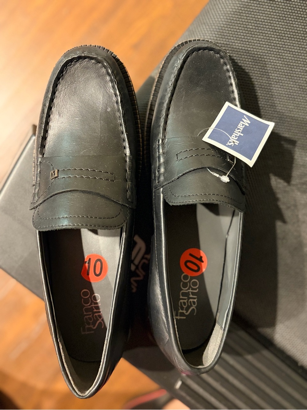 Franco Sarto Black Leather Penny Loafers - Men’s Slip-Ons size 10M US NWOT
